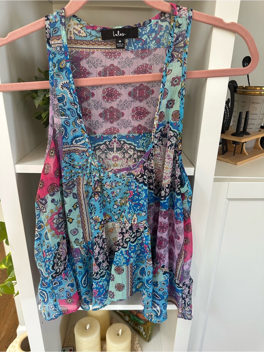 Lulu's Blue, Pink & Purple Patchwork Paisley Tank